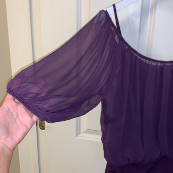Purple 3/4 length sleeve blouse - Picture 2 of 5